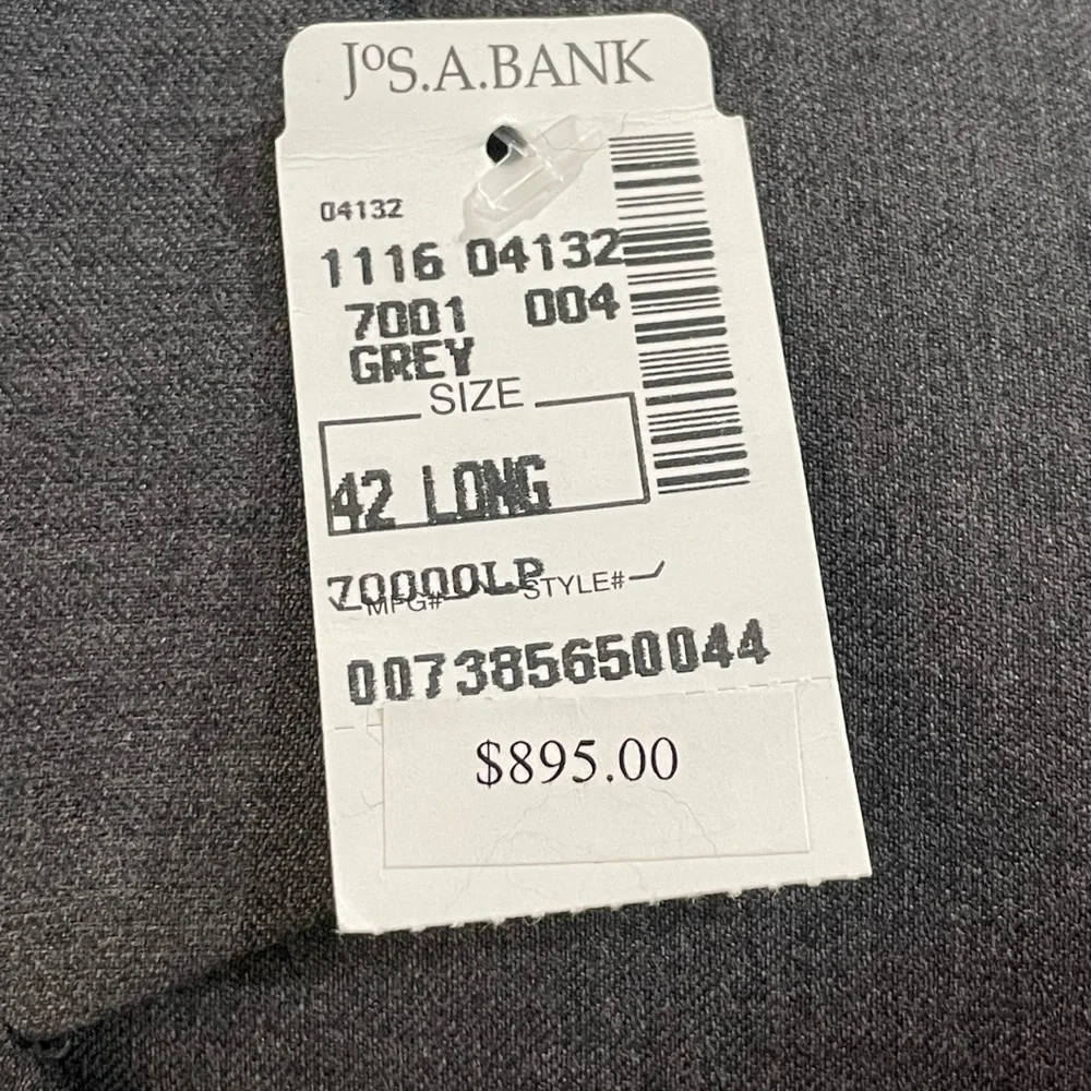 JOS. A. BANK SIGNATURE COLLECTION GREY 3 Button Single breasted Suit 42 L